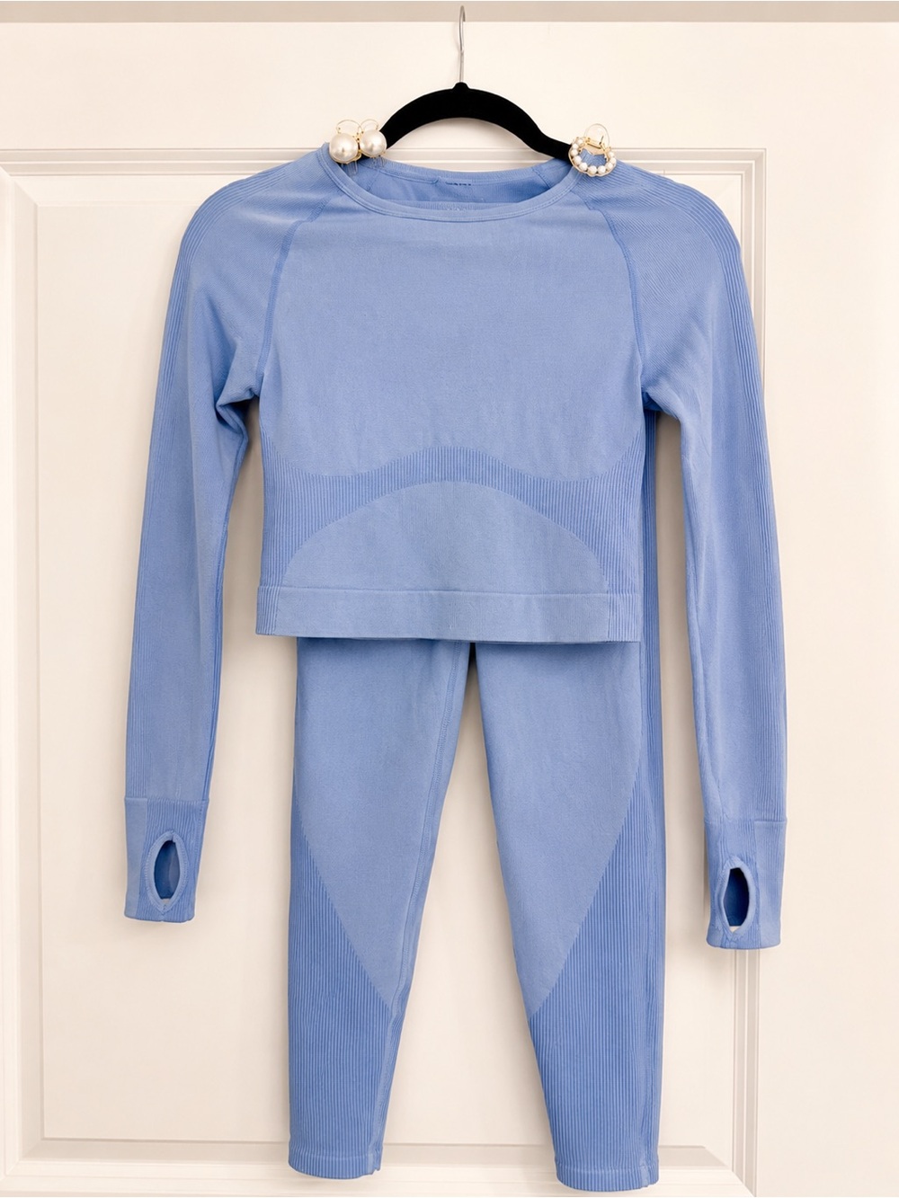 PINK Victoria's Secret Light Blue Long-Sleeve Rashguard Set